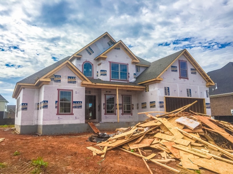 house under construction with mechanics lien